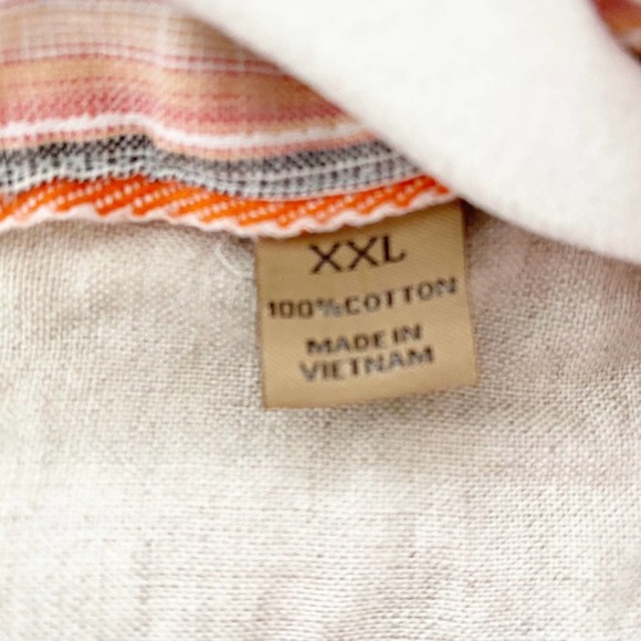 Tasso Elba Mens 2XL Multicolor Striped Short Sleeve Front Button Up Shirt - Picture 5 of 6